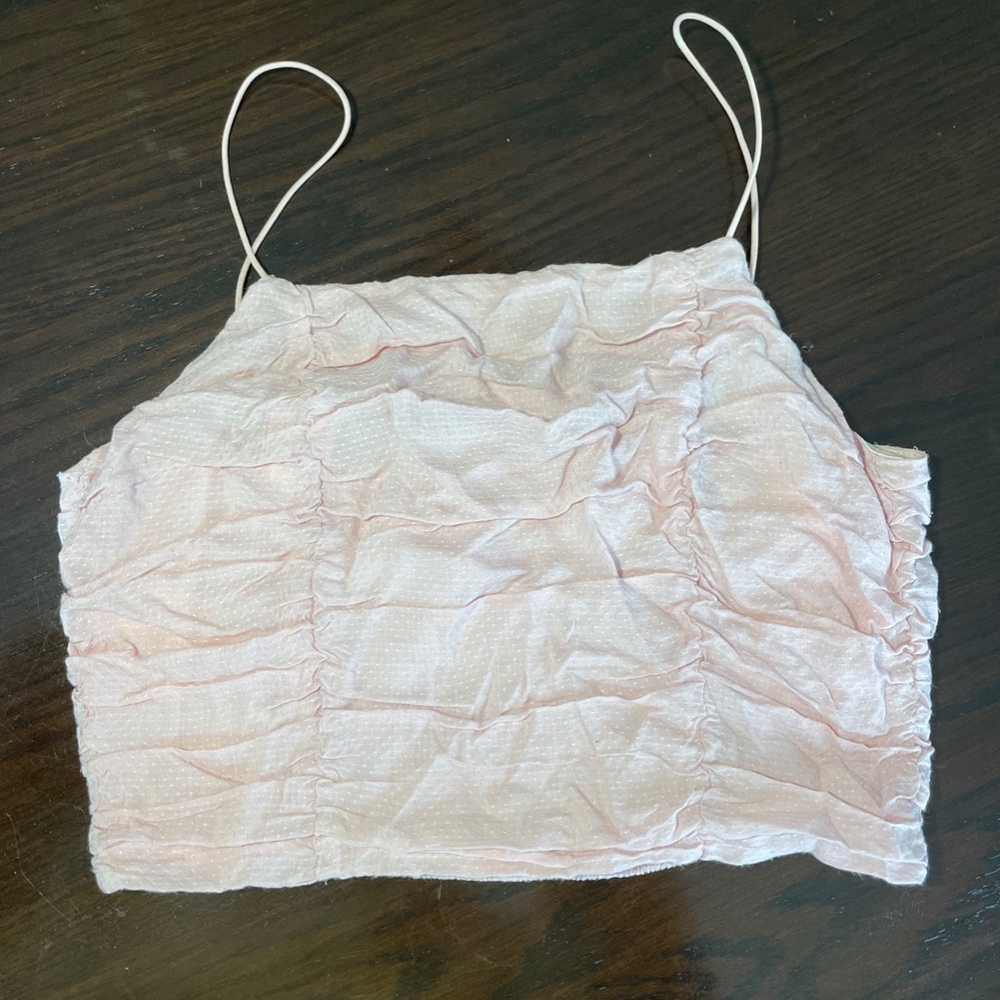 Baby Pink Ruched Cropped Tank - Picture 2 of 4